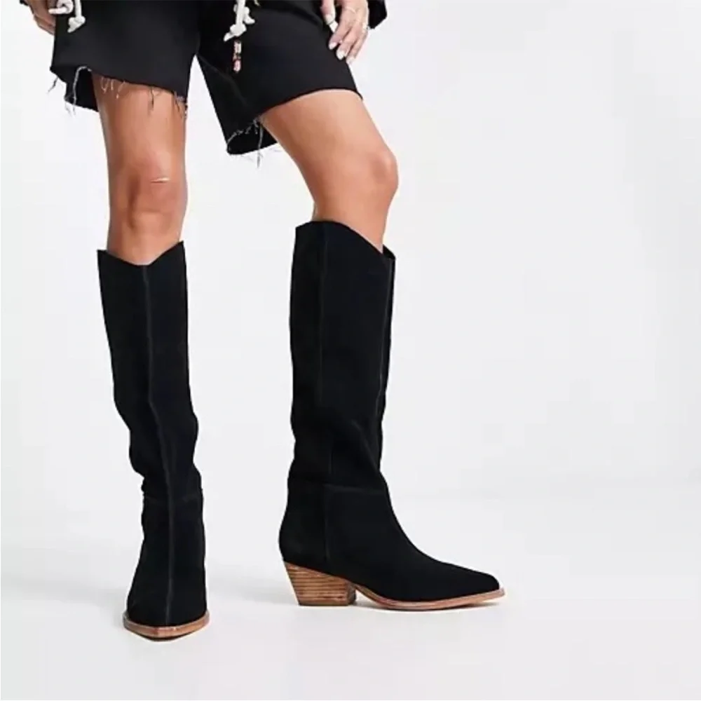 Free People Sway black genuine suede Low western inspired boots new 39 - Picture 2 of 12